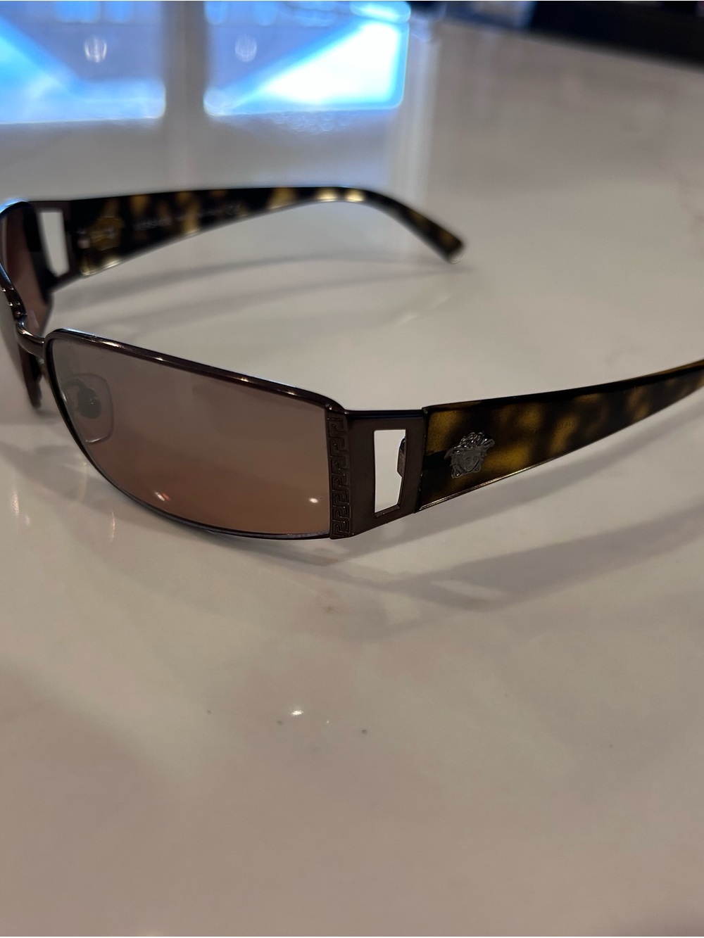 Versace Brown Tortoiseshell Shield Sunglasses - Designer Style